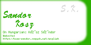 sandor kosz business card